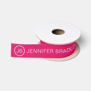 Einfache Monogramm-Individuelle Name Himbeere und Satinband