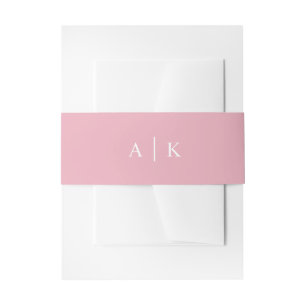 Einfache Monogramm-Initialen, fein rosa Bauchband Einladungsbanderole