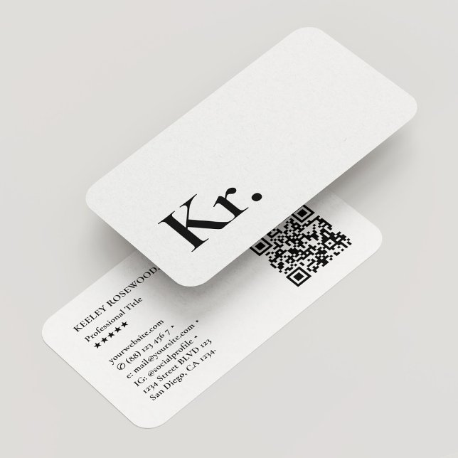 Einfache Monogramm-Initialen Logo White Modern QR Visitenkarte (Simple Monogram Initials Logo White Modern QR Business Card
)