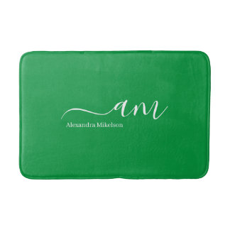 Einfache Monogramm kelgrün Minimalistisch Stilvoll Badematte