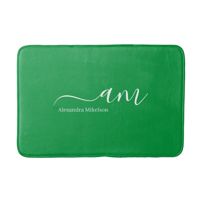 Einfache Monogramm kelgrün Minimalistisch Stilvoll Badematte (Vorderseite)