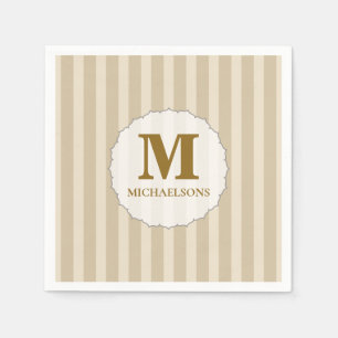 Einfache Monogramm Minimalistisch-brauner Tan Serviette