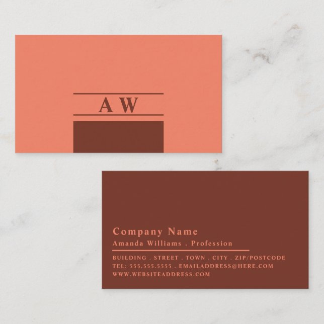 Einfache Monogramm, Minimalistisch Visitenkarte (Vorne/Hinten)