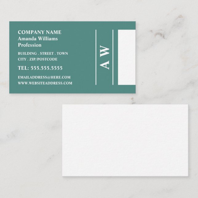 Einfache Monogramm, Minimalistisch Visitenkarte (Vorne/Hinten)