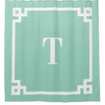 Einfache Monogramm mit Aquamarinem und weißem grie