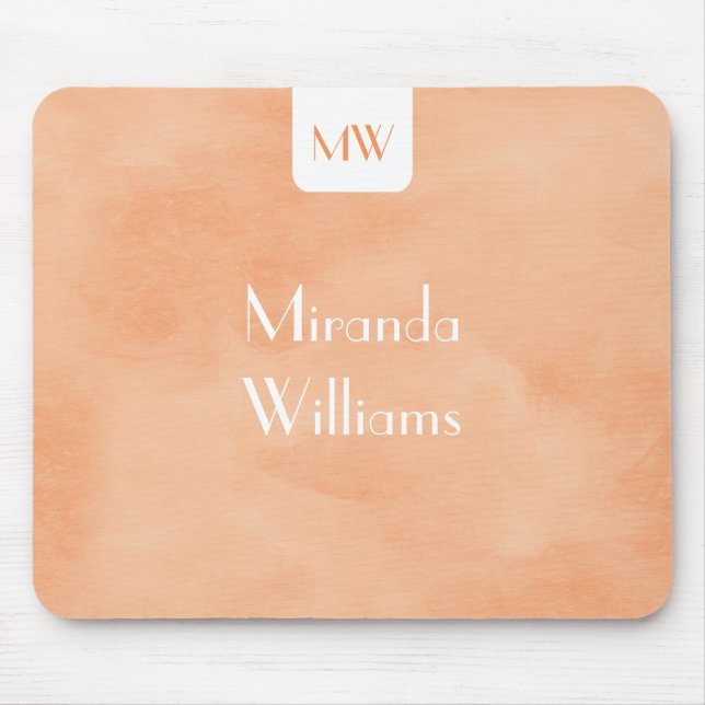 Einfache Monogramm mit Namen Modernster Orange Mousepad (Vorne)