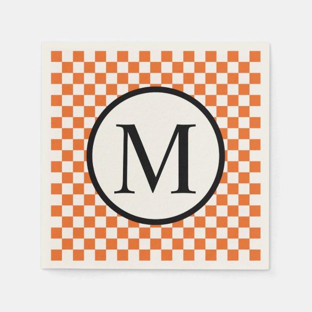 Einfache Monogramm mit Orange-Karton Serviette (Vorderseite)