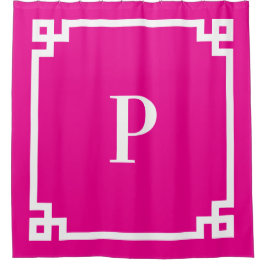 Einfache Monogramm mit weißem griechischem Tastend Duschvorhang