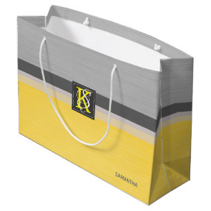 Einfache Monogramm mit zwei Ton-Gelb- und Grauinit Große Geschenktüte