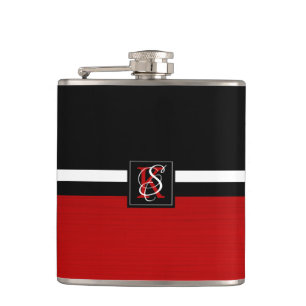 Einfache Monogramm mit zwei Tonen Schwarz und Rot Flachmann