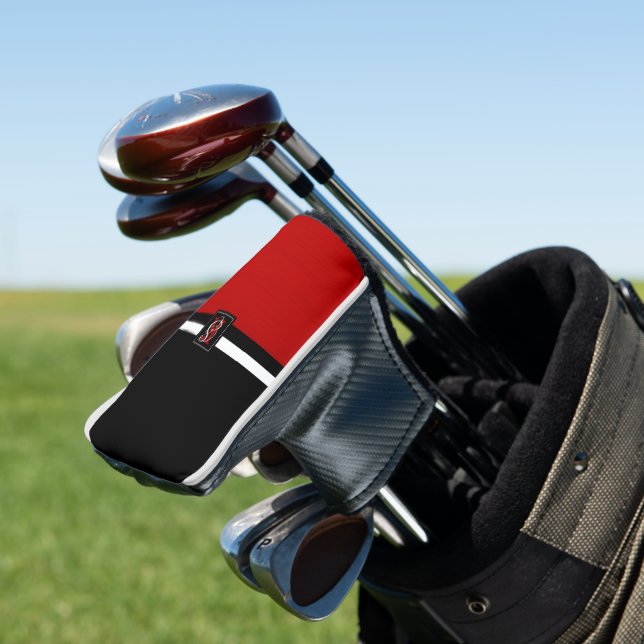Einfache Monogramm mit zwei Tonen Schwarz und Rot Golf Headcover (In Situ)