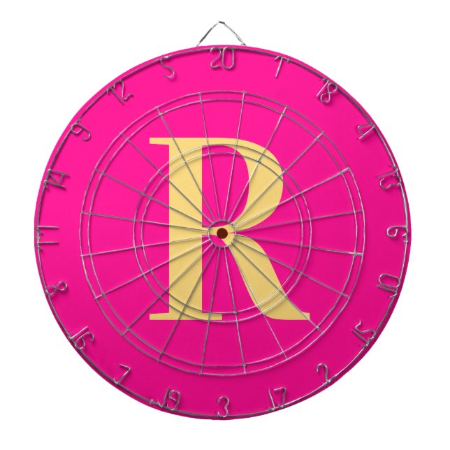 Einfache Monogramm Modern Hot Pink Dartscheibe (vorne)