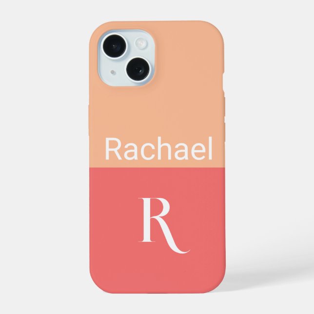 Einfache Monogramm-Name-Typografie iPhone 15 Hülle (Rückseite)