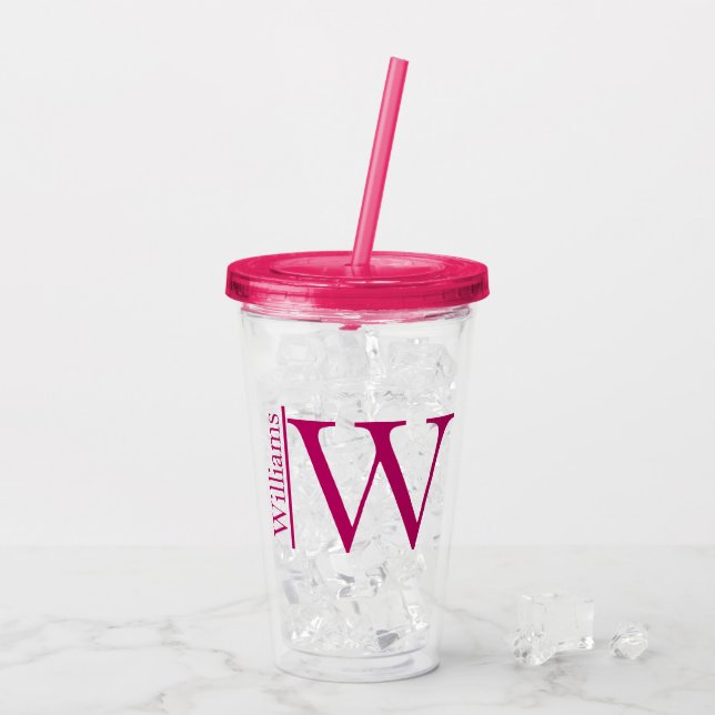 Einfache Monogramm Personalisiert Acryltrinkbecher (Rückseite Ice)