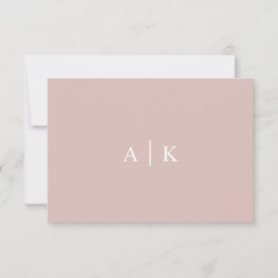 Einfache monogramm rosa Hochzeitbridgräberinitis Dankeskarte