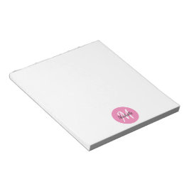 Einfache Monogramm, rosa und weiß, klassisch, tren Notizblock