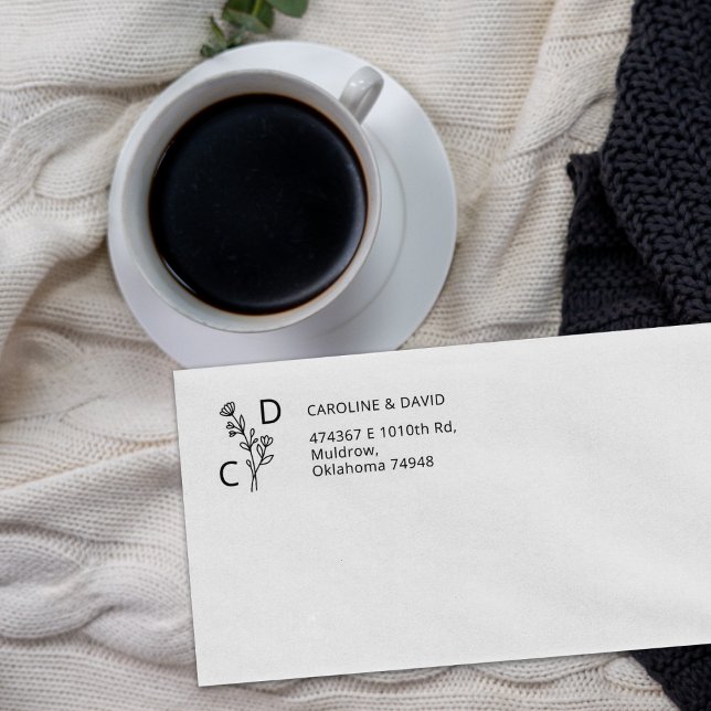 Einfache Monogramm-Rücksendeadresse Gummistempel (Von Creator hochgeladen)