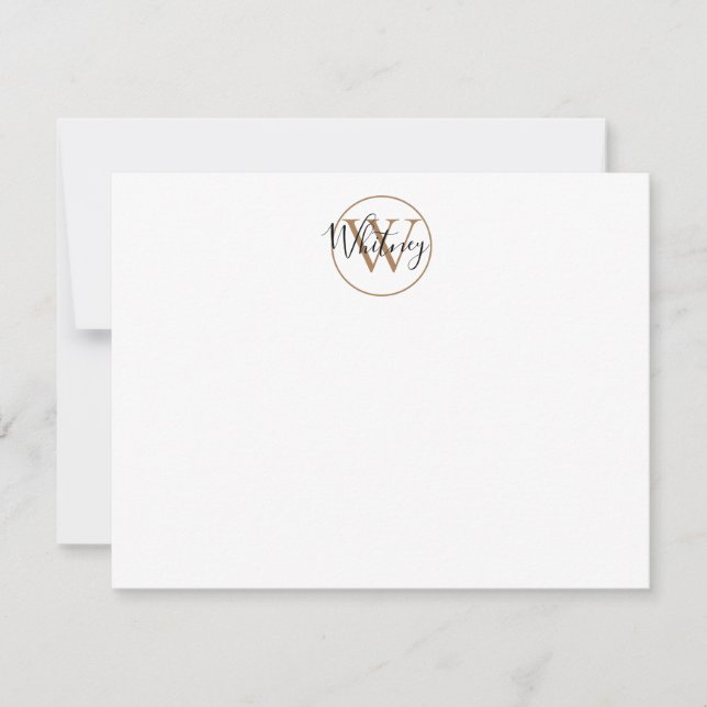 Einfache Monogramm-Schriftzug-Name Schwarz-Gold-No Mitteilungskarte (Vorderseite)