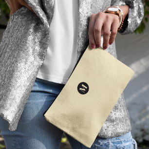Einfache Monogramm Schwarz & Beige Elegant neutral Zubehörtasche