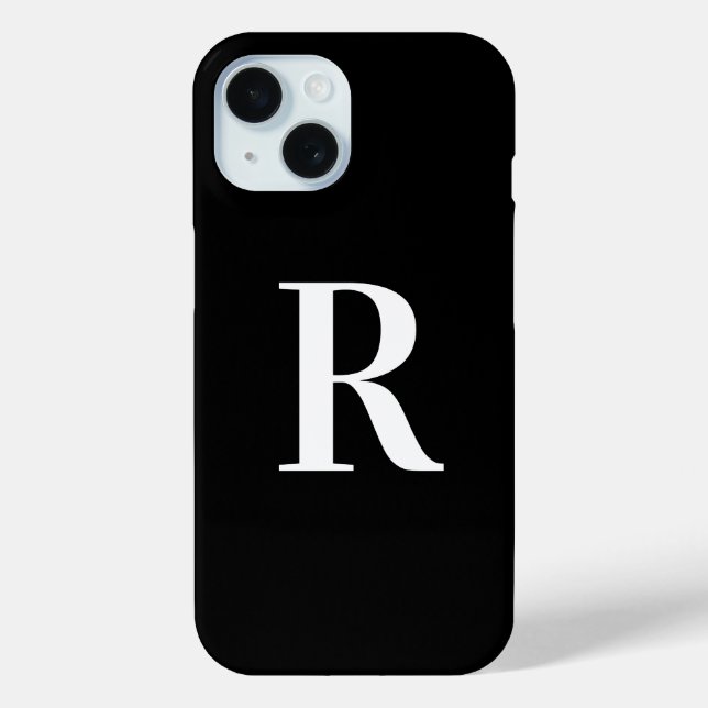Einfache Monogramm Schwarz/Weiß Case-Mate iPhone Hülle (Rückseite)