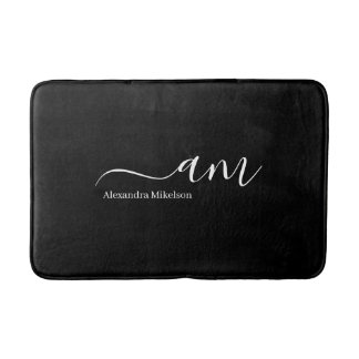 Einfache Monogramm Schwarz/Weiß Minimalistisch Sti Badematte