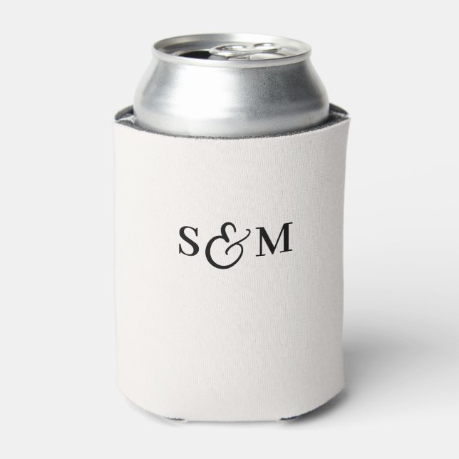 Einfache Monogramm-Skript-Ampersand-Hochzeit Dosenkühler (Kanne Vorderseite)