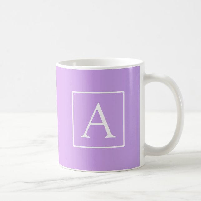 Einfache Monogramm | Subtile Rosa/Lila Ombre Kaffeetasse (Rechts)