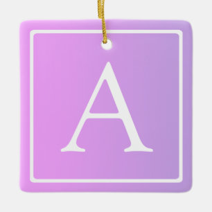 Einfache Monogramm Subtile Rosa/Lila Ombre Keramikornament
