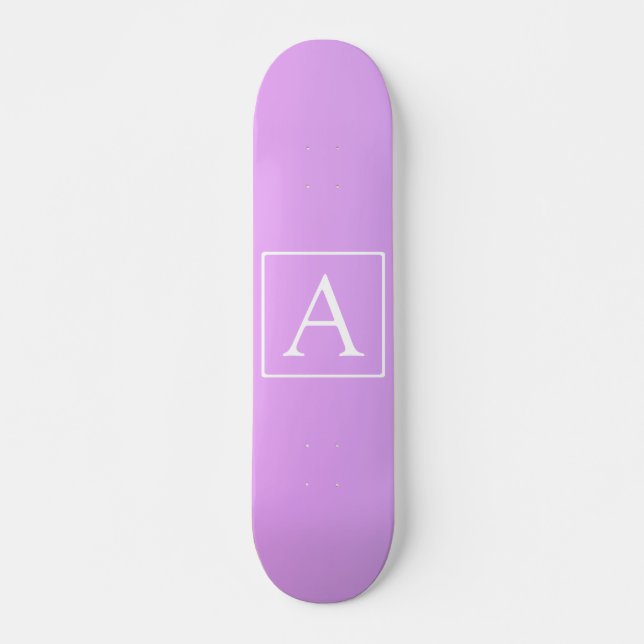 Einfache Monogramm | Subtile Rosa/Lila Ombre Skateboard (Vorne)
