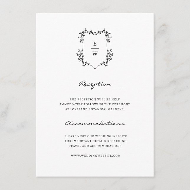 Einfache Monogramm-Umschließungskarte Begleitkarte (Vorderseite)