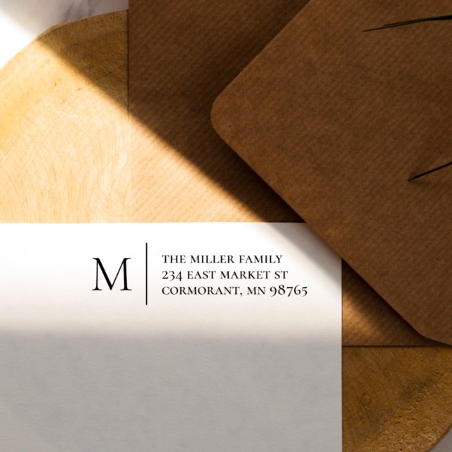 Einfache Monogramm und Rücksendeadresse Gummistempel (Rubber Stamp Mock-up)