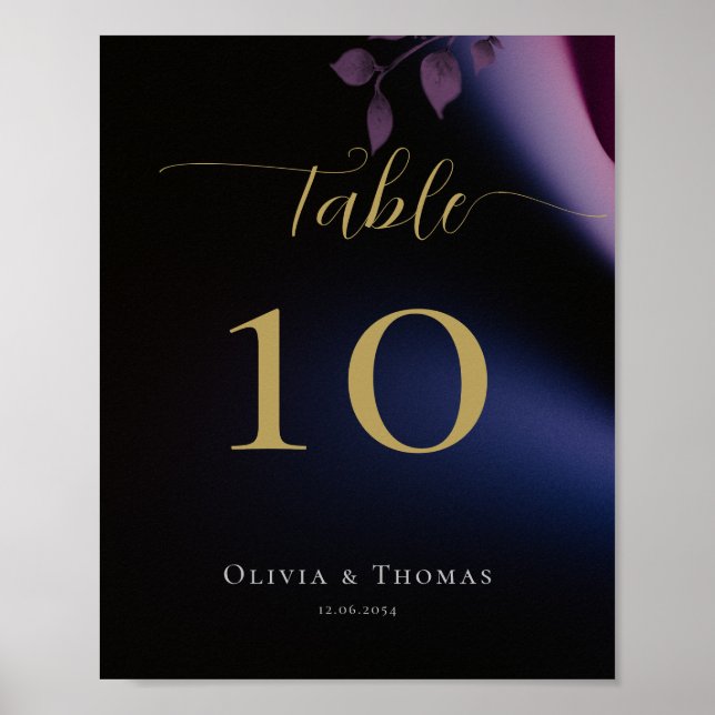 Einfache Moody Black Dark Lila Eucalyptus Wedding Poster (Vorne)