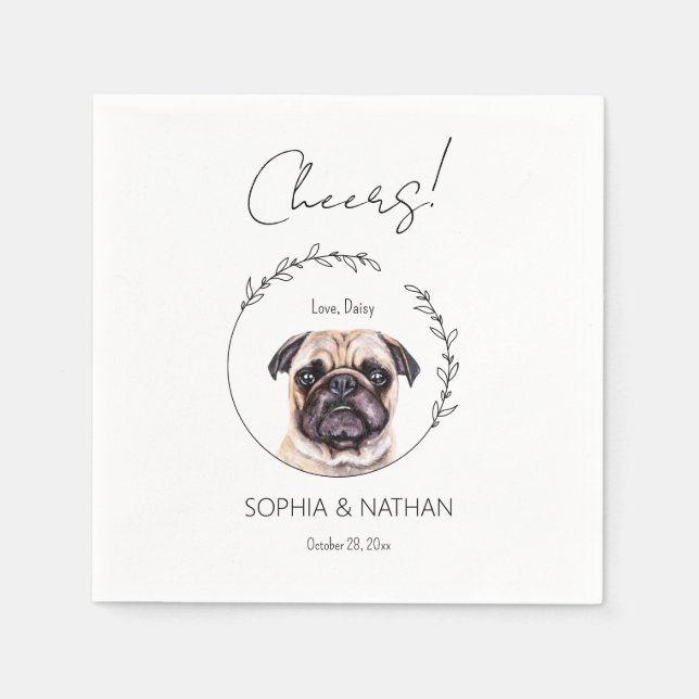 Einfache Mops Dog Wedding Cocktail Napkins Serviette (Vorderseite)