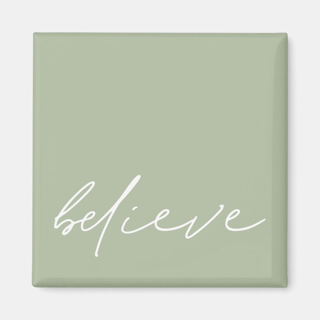 Einfache Motivierend Glaube Script Sage Green Magnet (Vorne)
