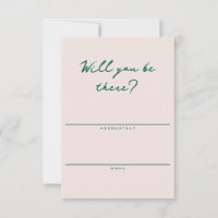 Einfache Muschelrosa und Grüne RSVP-Karte