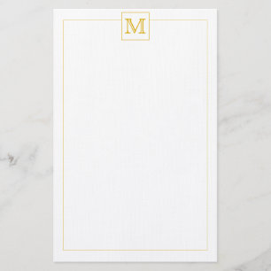 Einfache Mustard Initial Monogram Square-Grenze Briefpapier