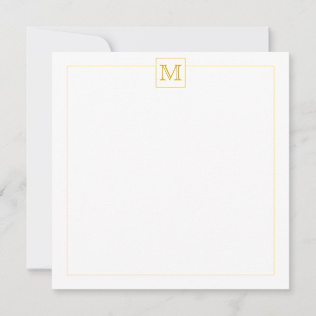Einfache Mustard Initial Monogram Square-Grenze Mitteilungskarte (Vorderseite)
