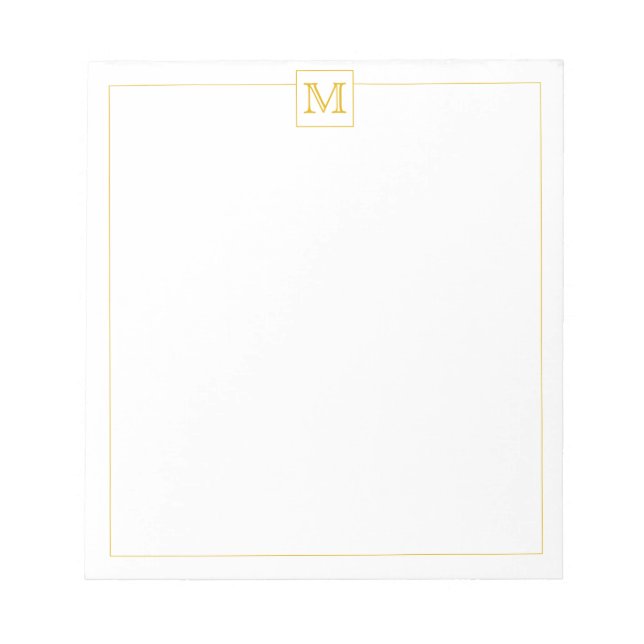Einfache Mustard Initial Monogram Square-Grenze Notizblock (Vorderseite)