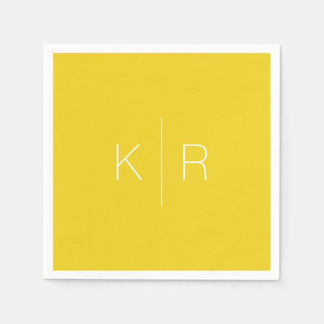 Einfache Mustard Yellow Monogram Wedding Napkins Serviette (Vorderseite)