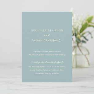 Einfache Mute Blue Elegant Hochzeit Einladung