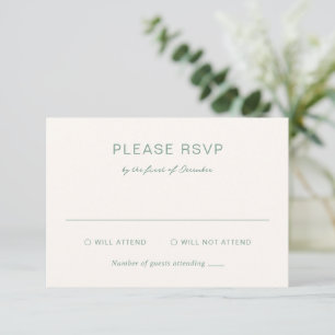 Einfache Mute Grüne Hochzeit RSVP Karte
