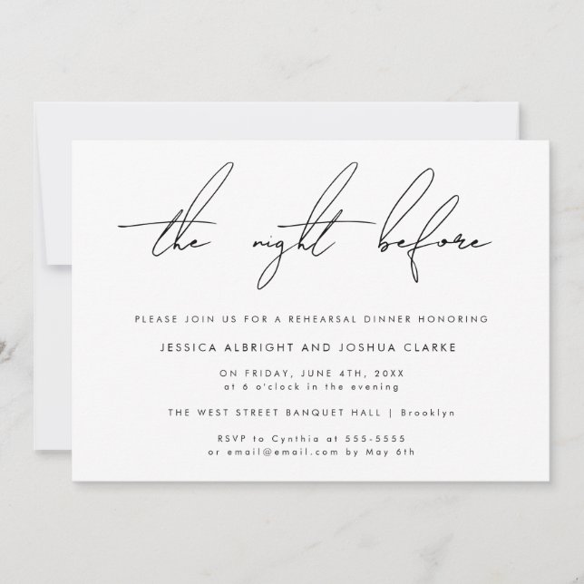 Einfache Nacht vor der Probe Einladung (Vorderseite)