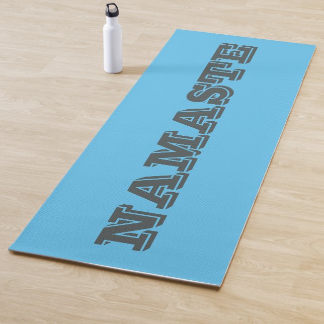 Einfache Namaste Blue Gray Typografie Yogamatte (Beispiel)