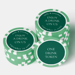 Einfache Namen Datum Hochzeit Smaragdgetränk Token Pokerchips