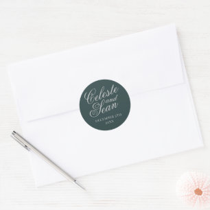 Einfache Namen Hochzeitdatum Gefälligkeitsumschlag Runder Aufkleber