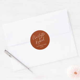 Einfache Namen Hochzeitdatum Gefälligkeitsumschlag Runder Aufkleber