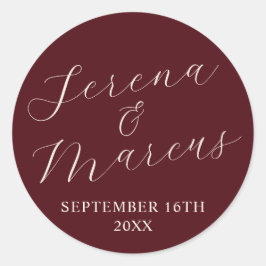 Einfache Namen Hochzeitdatum Gefälligkeitsumschlag Runder Aufkleber