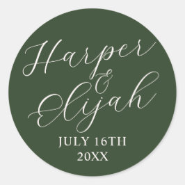 Einfache Namen Hochzeitdatum Gefälligkeitsumschlag Runder Aufkleber