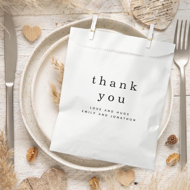 Einfache Namen Schwarz-weiß Danke Hochzeit Geschenktütchen (thank you favor bag)