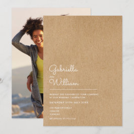 Einfache Naturschrift Rustic Kraft Foto Hochzeit Einladung